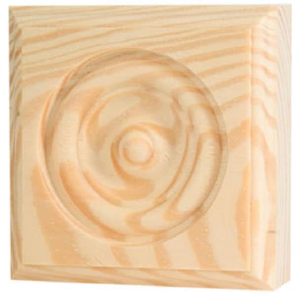 Waddell Mfg Co RTB-35 3.75 x 3.75 x 1 in. Rosette Trim Pine Block Moulding 212266 - main